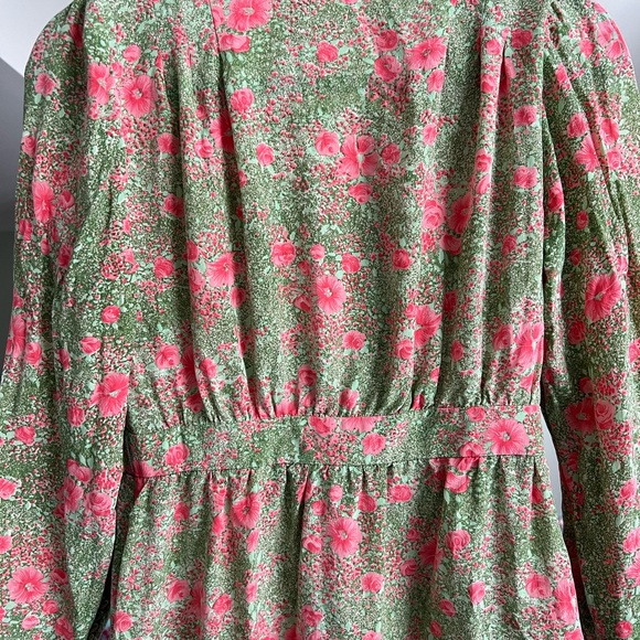 Vintage Green and Pink Floral Midi Dress - Picture 6 of 11